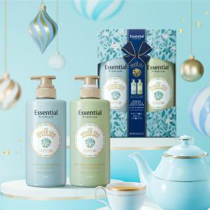 【アウトレット】数量限定 エッセンシャルプレミアム バリアシルキー＆スムース ポンプセット 各450ml ホワイトティー花王
