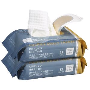 HibiFull ヒビフル 流せるトイレのお掃除シート 大判厚手 無香料 1セット（12枚入×2） コクヨ