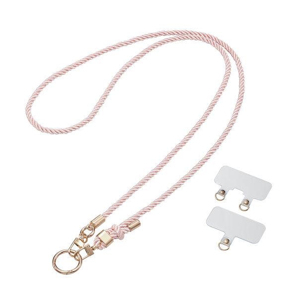 スマホショルダー ストラップ 43〜76cm 長さ調整可 組みひもタイプ ピンクベージュ P-STS...