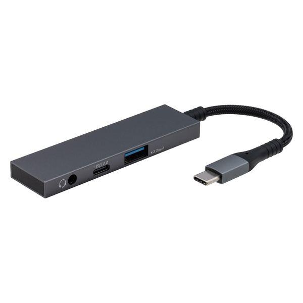 ナカバヤシ TypeーC　USB3.2Gen1+2.0　2ポートアルミハブ　3.5mm4極付 UHー...