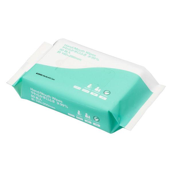 アスクルやわらか手口ふき　からだふき　ウェットタオル　手口ふき用ウェットティッシュ　1パック（80枚...