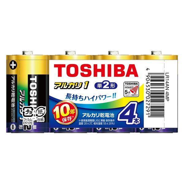 アルカリ乾電池 東芝 電池 単2形 10年保存 LR14AN 4MP 1パック（4本）