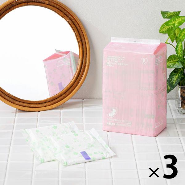 【吸水ナプキン】アスクル×リフレ　超うす安心パッド スッキリ消臭80cc　3袋（44枚×3）尿漏れ　...