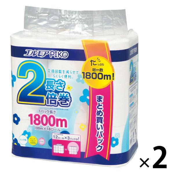 トイレットペーパー 18ロール バルプ 花の香り シングル 100m エルモアピコ 2倍巻 1セット...