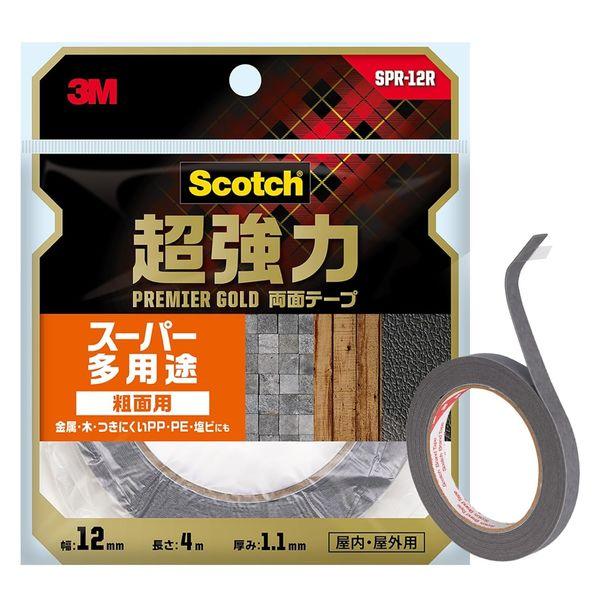 スリーエム ジャパン スコッチ 超強力両面テーププレミアゴールド スーパー多用途 粗面 12mm×4...