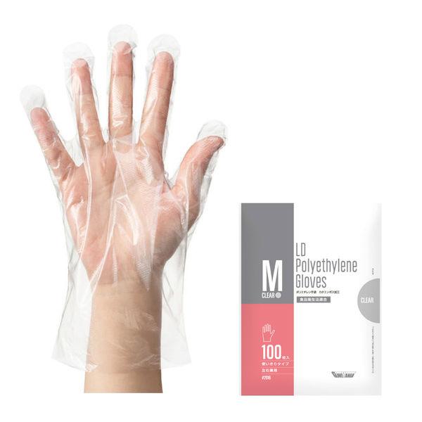 川西工業 ポリエチレン手袋 片エンボス クリア M #2016 1袋(100枚入)
