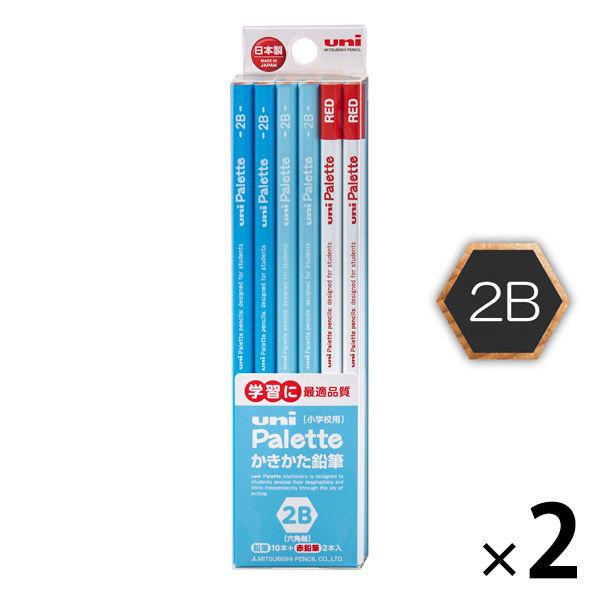 三菱鉛筆 ユニパレット 2B 六角 鉛筆20本+赤鉛筆4本 パステルブルー軸 K55632B 三菱鉛...