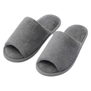 無印良品 洗える綿パイルスリッパ 前あき Ｍ ２２．５〜２５ｃｍ用 チャコールグレー 良品計画