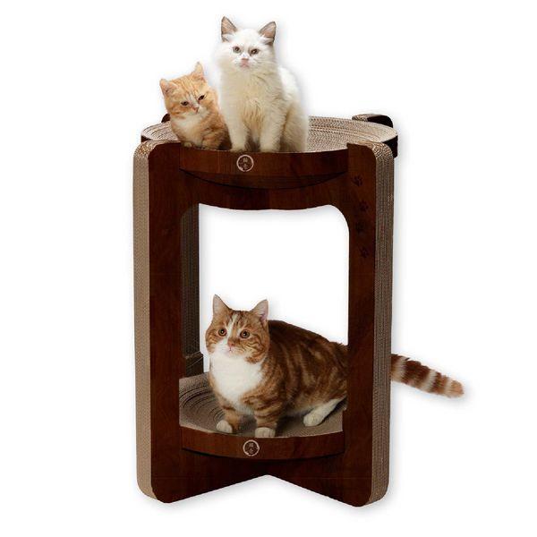 猫壱 バリバリボウルタワー XL ダークブラウン 1個 爪とぎ