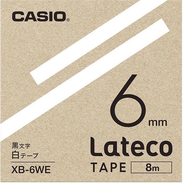 カシオ CASIO ラテコ 詰替え用テープ 幅6mm 白ラベル 黒文字 8m巻 XB-6WE