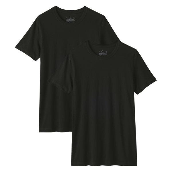 無印良品 メンズ 紳士 脇に縫い目のない ２枚組 クルーネック半袖Ｔシャツ 紳士Ｌ 黒 良品計画