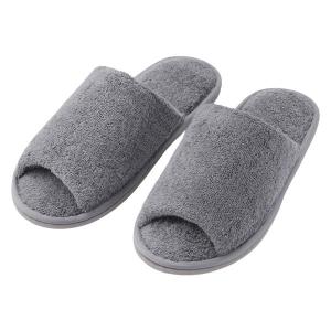 無印良品 洗える綿パイルスリッパ 前あき ＸＬ ２７．５〜３０ｃｍ用 チャコールグレー 良品計画