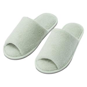 無印良品 洗える綿パイルスリッパ 前あき Ｌ ２５〜２７．５ｃｍ用 ライトグリーン 良品計画