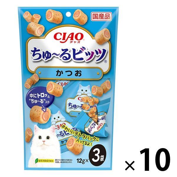 いなば CIAO チャオ ちゅーるビッツ 猫 かつお 国産（12g×3袋）10袋 ちゅ〜る キャット...