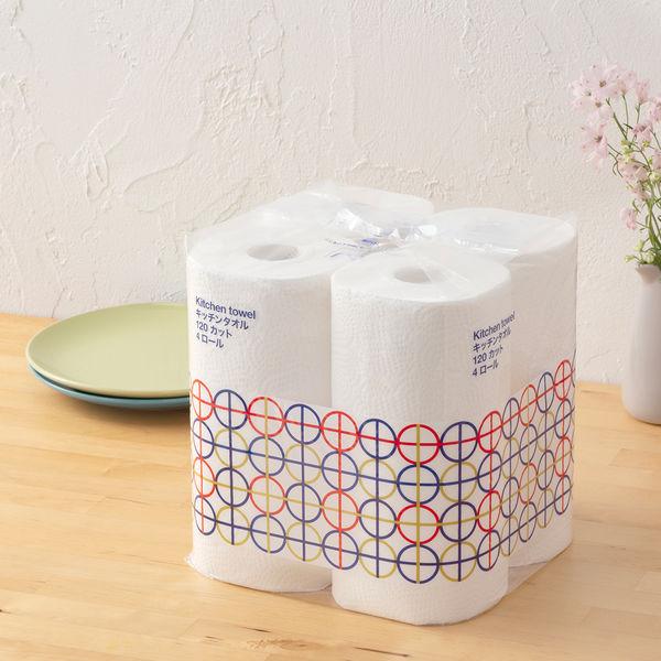 復活特別価格 【アスクル限定】キッチンペーパー （120カット×4ロール）超吸収キッチンタオル エリ...