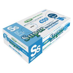 フジ　スーパーニトリルグローブ 粉なし ブルー　青　使い切り手袋　食品衛生法適合　SSサイズ 671340 1箱（100枚入）