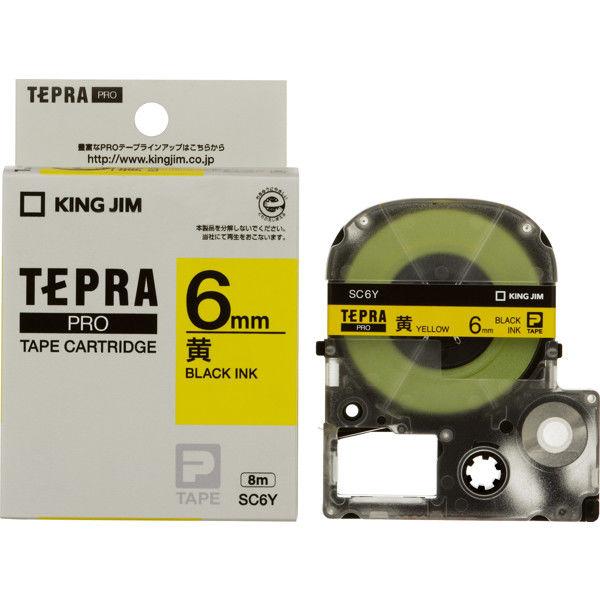 テプラ TEPRA PRO【純正】テープ スタンダード 幅6mm 黄ラベル(黒文字) SC6Y 1個...