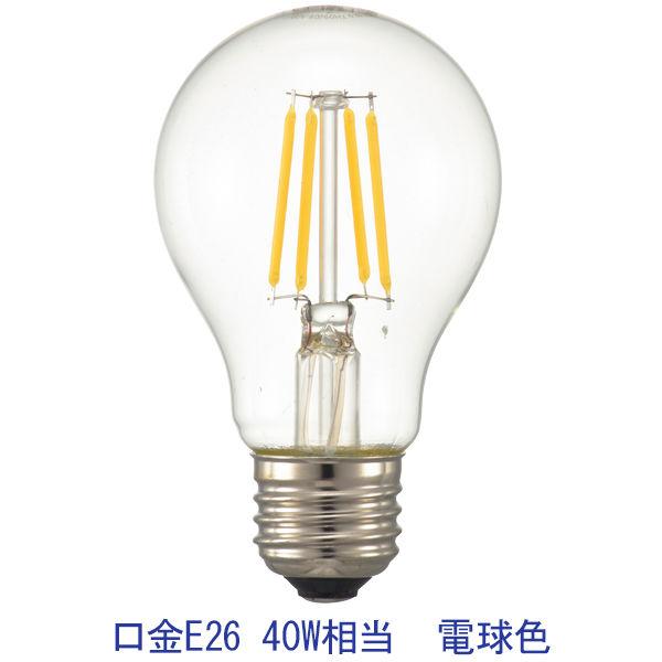 オーム電機（OHM） 一般クリア電球形LED電球 E26 40W相当  電球色　調光対応 LDA4L...