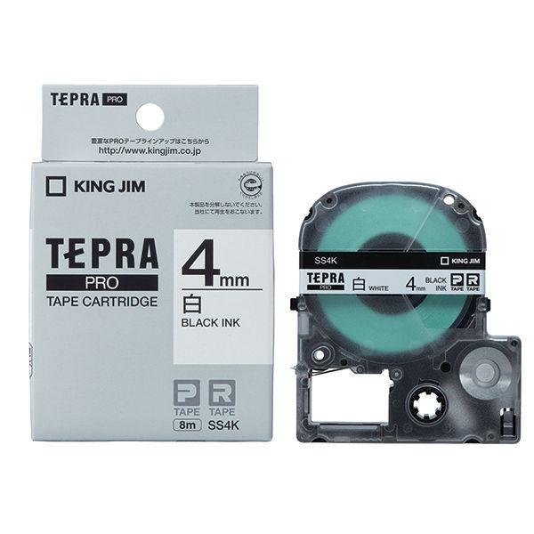テプラ TEPRA PROテープ スタンダード 幅4mm 白ラベル(黒文字) SS4K 1個 キング...