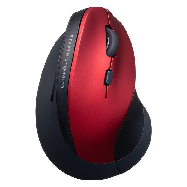 サンワサプライ　ワイヤレス(無線)マウス　エルゴ静音マウス　レッド　ブルーLED式/5ボタン/エルゴ...