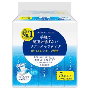 ティッシュペーパー 保湿 120組 エリエール +Water ソフトパックティッシュー 1パック（5個入）大王製紙