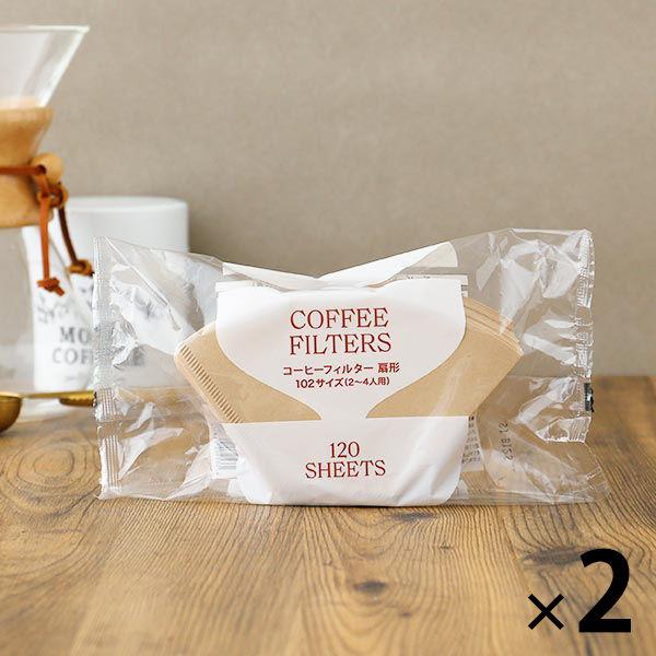 （限定）コーヒーフィルター 扇形 102サイズ 2〜4杯用 無漂白 大容量 2袋（120枚入） オリ...