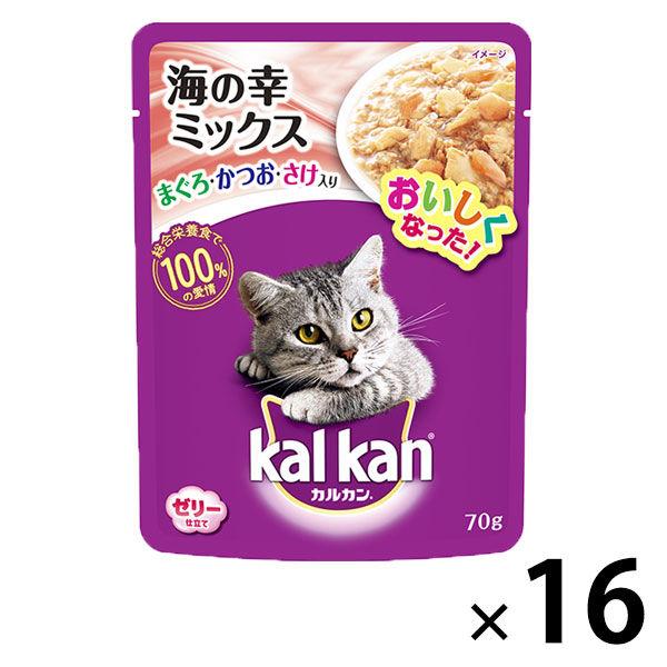 カルカン（kalkan）海の幸ミックスまぐろ・かつお・さけ入 70g 16袋 キャットフード 成猫 ...