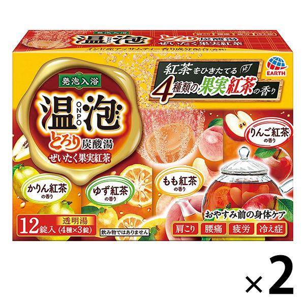 入浴剤 炭酸 温泉の素 温泡 ONPO ぜいたく果実紅茶 とろり炭酸湯 2箱(12錠×2) 入浴剤 ...