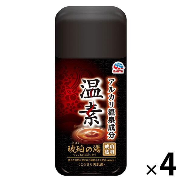 PayPayポイント大幅付与 入浴剤 温泉の素 温素 琥珀の湯 本体 600g 4個 (透明タイプ)...