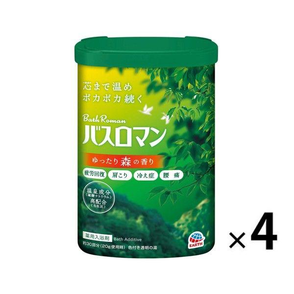 入浴剤 バスロマン ゆったり森の香り 600g 4個 (透明タイプ) アース製薬