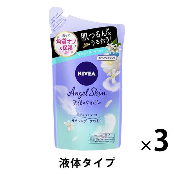 （セール） ニベア エンジェルボディウォッシュ サボン 詰替 360ml 3個 花王 液体タイプ