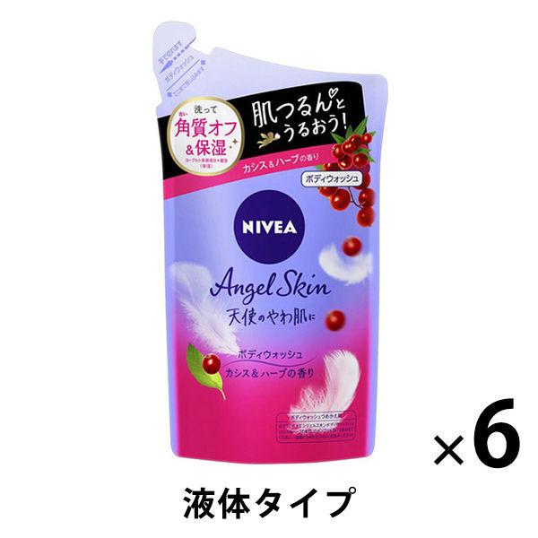 ニベア エンジェルボディウォッシュ カシス 詰め替え 360ml 6個 ボディーソープ 花王【液体タ...