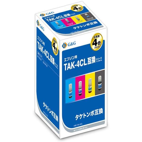 G＆G エプソン用 互換インク HBE-TAK-4CL 4色パック（増量）（TAK-4CL互換）