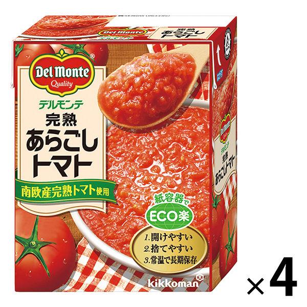 デルモンテ　完熟あらごしトマト（紙パック）388g　南欧産完熟トマト使用　1セット（4個）　素材缶詰...