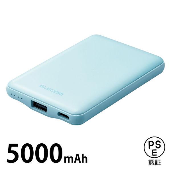 モバイルバッテリー 5000mAh 12W 入力(Type-C×1) ブルー DE-C37-5000...