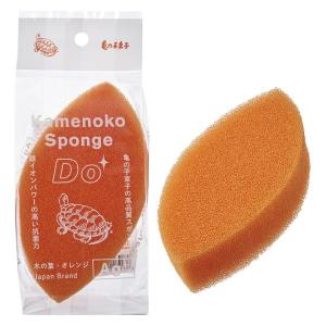 亀の子スポンジ DO 高品質 手に馴染み握りやすい 木の葉型 キッチンスポンジ 抗菌加工 オレンジ 1個 亀の子束子西尾商店
