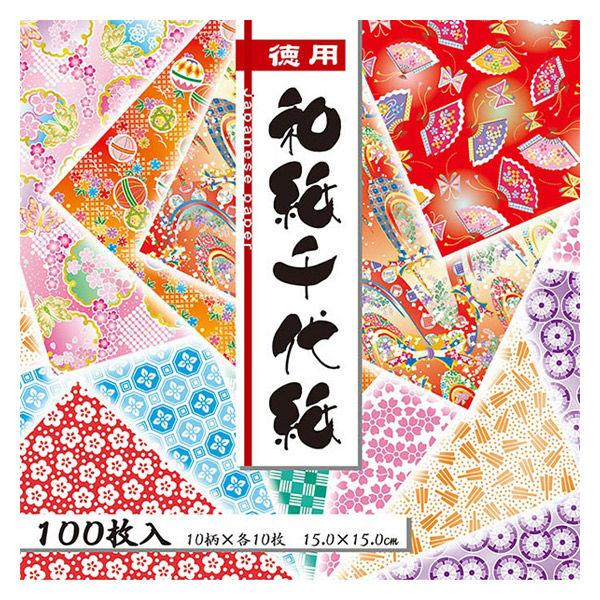 トーヨー 徳用和紙千代紙 10柄 15×15cm 018033 1冊（100枚）