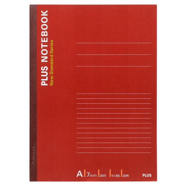 プラス ノートブック セミB5 A罫 30枚 赤 1箱（160冊：10冊入×16袋） NO-003A...