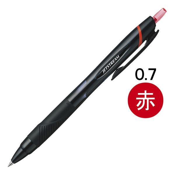 油性ボールペン ジェットストリーム単色 0.7mm 黒軸 赤インク 10本 SXN-150-07 三...