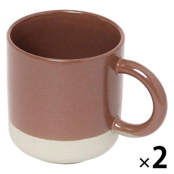 【LAKOLE/ラコレ】 美濃焼き塗分けマグカップ ブラウン 1セット（2個）