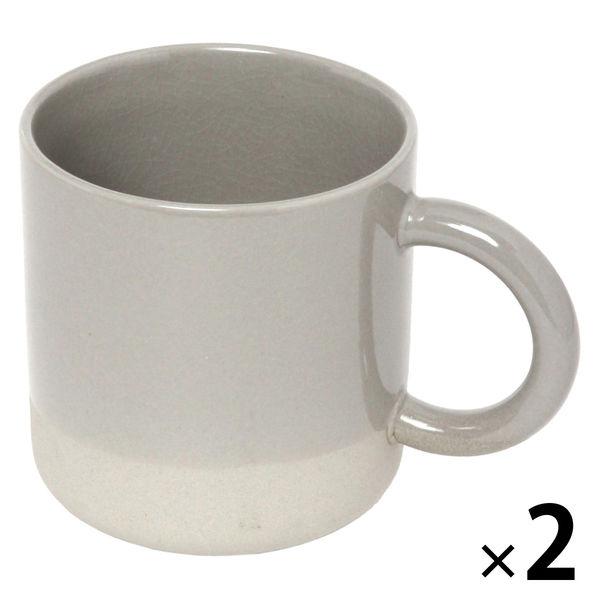 【LAKOLE/ラコレ】 美濃焼き塗分けマグカップ グレー 1セット（2個）