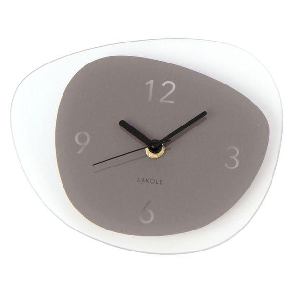 【LAKOLE/ラコレ】 アシンメトリーガラス掛け時計 チャコール