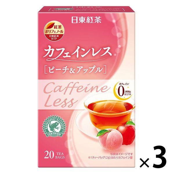 日東紅茶 カフェインレス ピーチアップル 　1セット（1箱（20バッグ入）×3） ティーバッグ