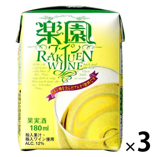 楽園ワイン ミニパック 白ワイン　やや甘口 180ml 1セット（3本）　清洲桜醸造