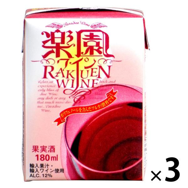 楽園ワイン ミニパック 赤ワイン　フルボディ 180ml 1セット（3本）　清洲桜醸造