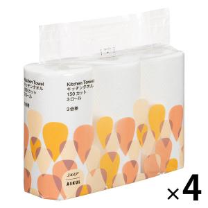 【アスクル限定】キッチンペーパー 1セット（150カット×3ロール×4）3倍巻キッチンタオル エルモア オリジナル