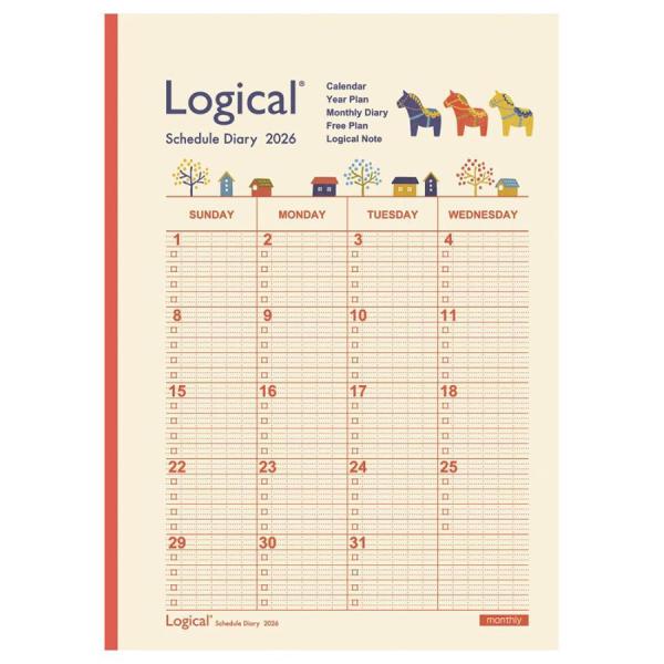ナカバヤシ　NS-A502-26AE　ロジカルダイアリー２０２６月間ノートタイプＡ／Ａ５／ウマ　【全...