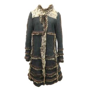 美品　高級✨　カールドノヒュー　リアルムートンコート　カーキ　ベルト　Sサイズ KARL DONOGHUE カールドノヒュー ムートン コート ・S グレー : Vision