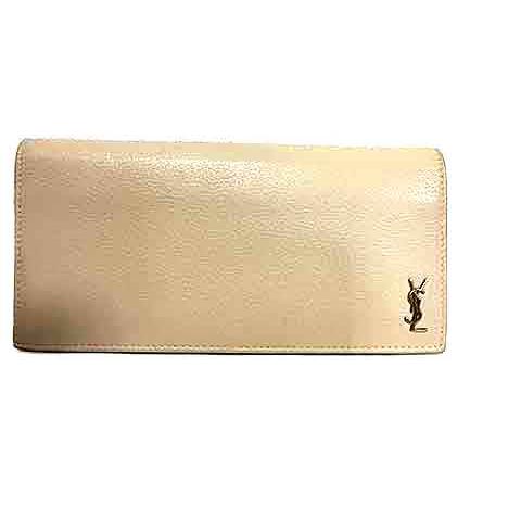 【中古】Saint Laurent サンローラン　小物　長財布　ベージュ　タイニーモノグラムコンチネ...