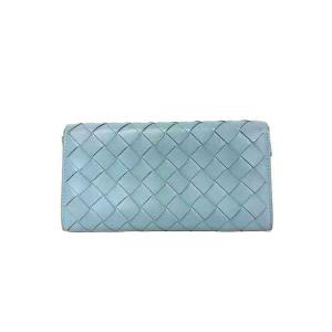 【中古】bottega veneta ボッテガヴェネタ 小物 長財布　ライトブルー　本革　イントレチ...